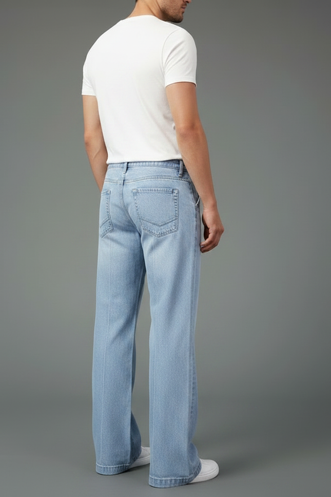 Pantalon Patte D'Éléphant Jean Clair Ample Décontracté Homme - Bleu - vue 2
