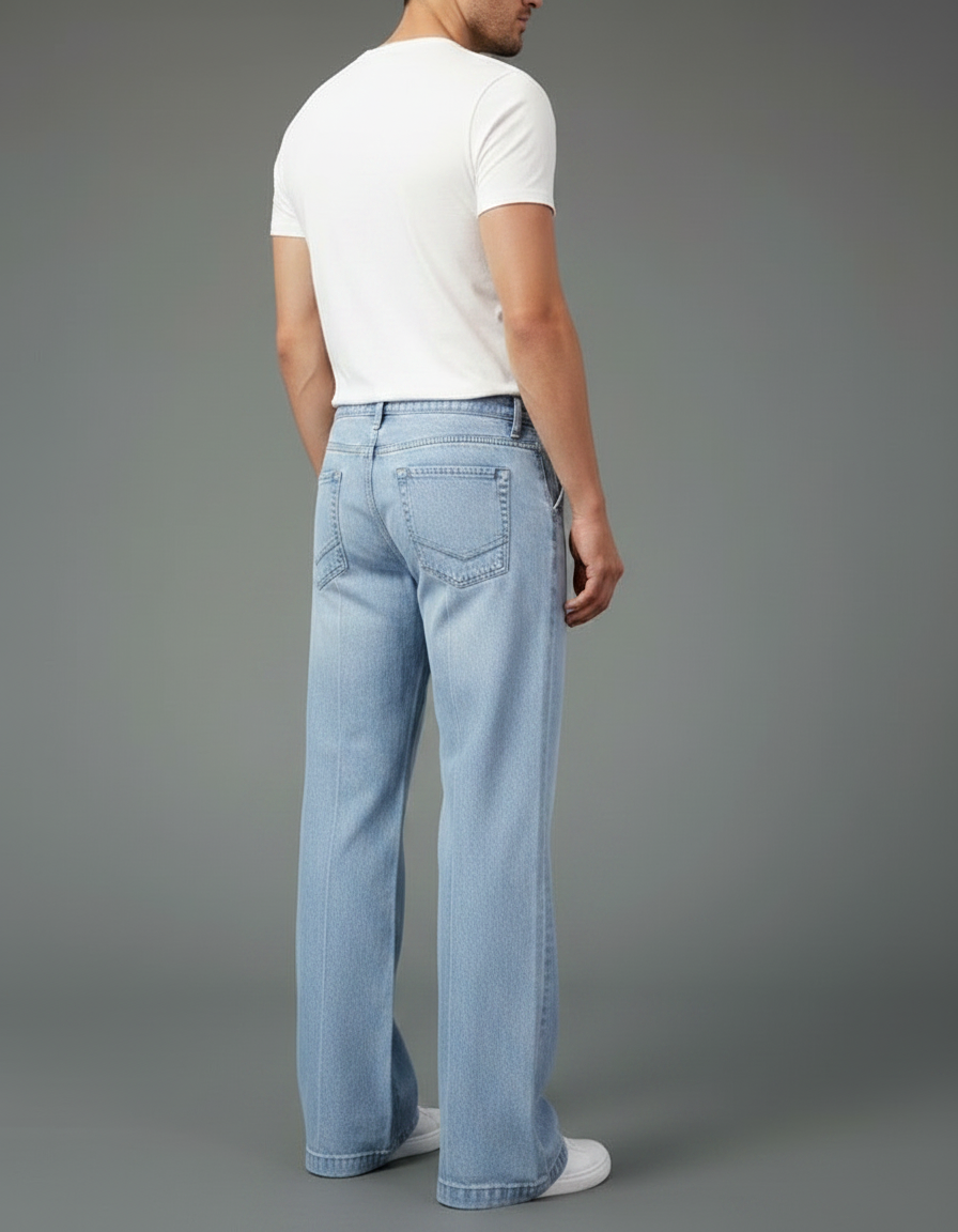 Pantalon Patte D'Éléphant Jean Clair Ample Décontracté Homme - Bleu - vue 2