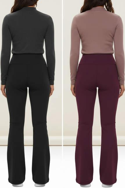 Pantalon Patte D'Éléphant Taille Haute Confortable Yoga Sport - Noir Polyester - vue 2