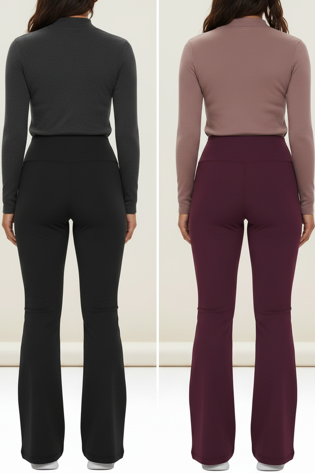 Pantalon Patte D'Éléphant Taille Haute Confortable Yoga Sport - Noir Polyester - vue 2