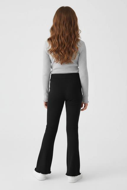 Pantalon Patte D'Éléphant Fille Noir Flare - Maille - vue 2