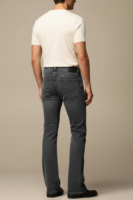 Pantalon Patte D'Éléphant Gris Homme Denim Évasé Classique - Jean - vue 2