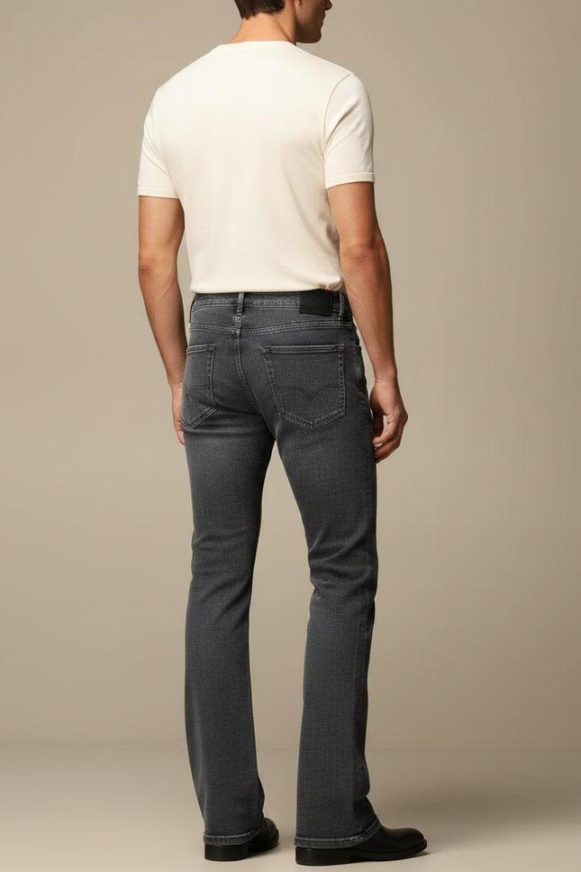 Pantalon Patte D'Éléphant Gris Homme Denim Évasé Classique - Jean - vue 2