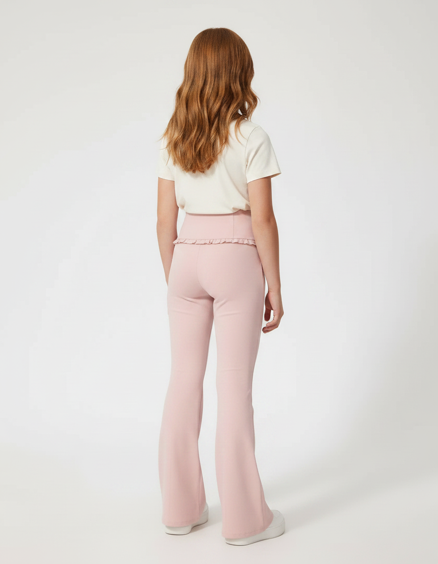 Pantalon Patte D'Éléphant Rose Volants Confortable Fille - Polyester - vue 2
