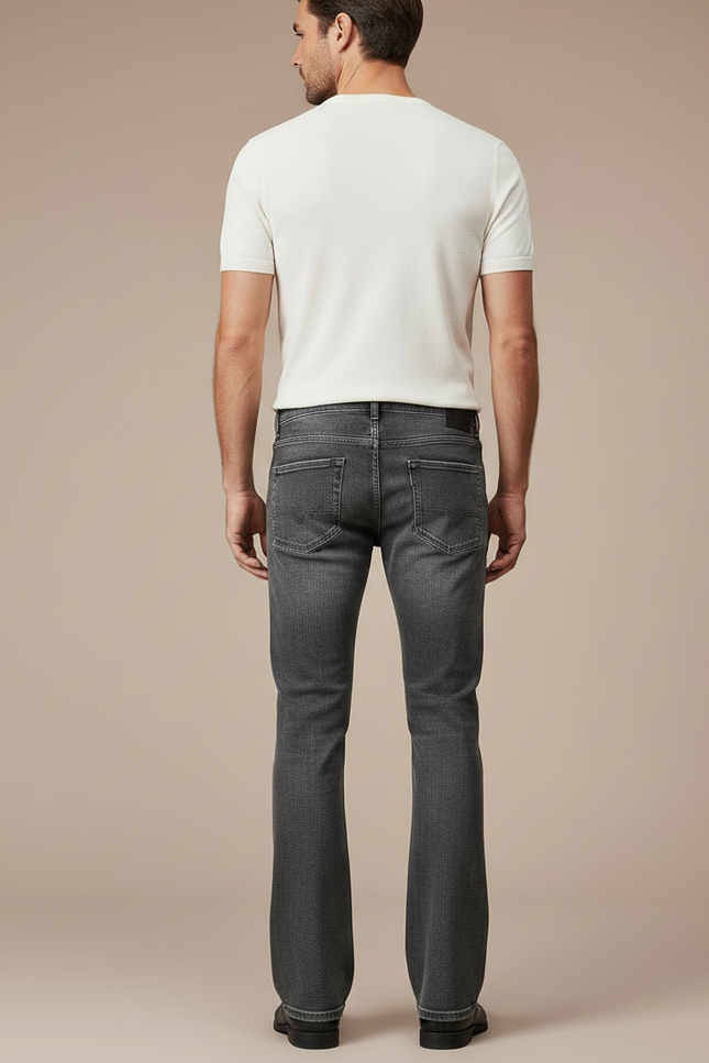 Pantalon Patte D'Éléphant Gris Délavé Denim Homme Classique - Jean - vue 2
