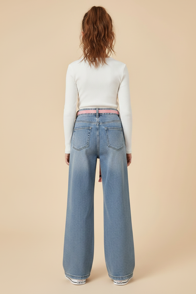 Pantalon Patte D'Éléphant Denim Bleu Large Décontracté Fille - Jean - vue 2
