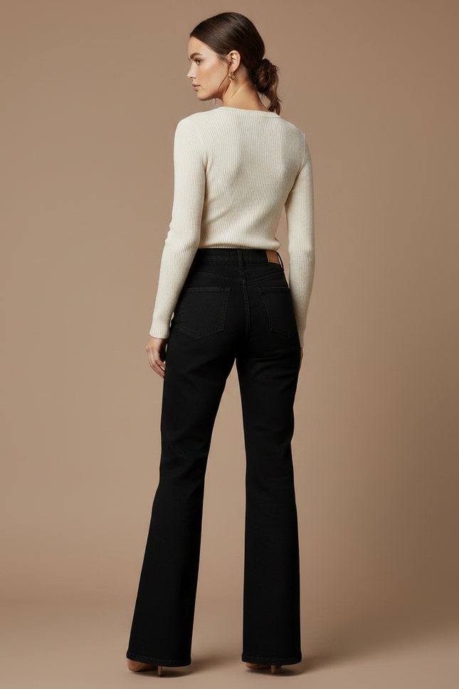 Pantalon Patte D'Éléphant Noir Étoiles Léopard Femme Décontracté - Jean - vue 2