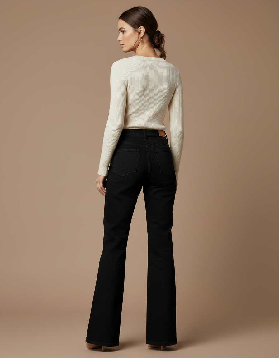 Pantalon Patte D'Éléphant Noir Étoiles Léopard Femme Décontracté - Jean - vue 2