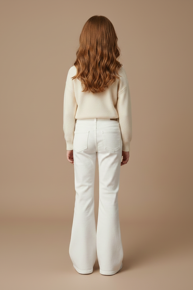 Pantalon Patte D'Éléphant Blanc Évasé Enfant Confortable - Jean - vue 2
