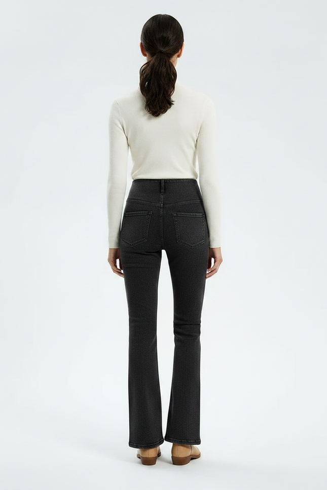 Pantalon Patte D'Éléphant Gris Foncé Denim Évasé Confortable Femme - Jean - vue 2