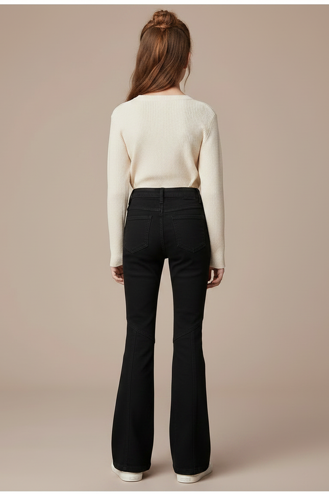 Pantalon Patte D'Éléphant Noir Denim Évasé Taille Haute - Jean - vue 2