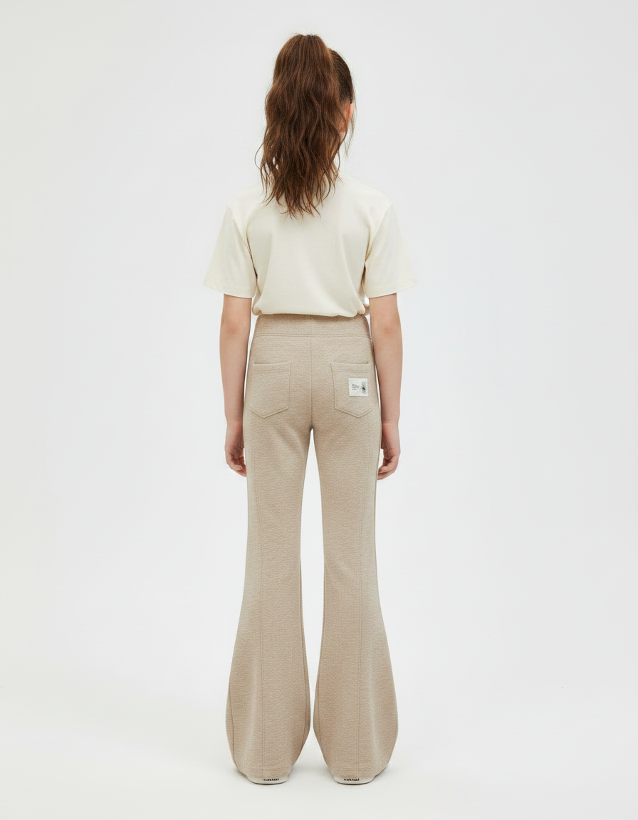 Pantalon Patte D'Éléphant Beige Évasé Confortable Enfant - Molleton - vue 2