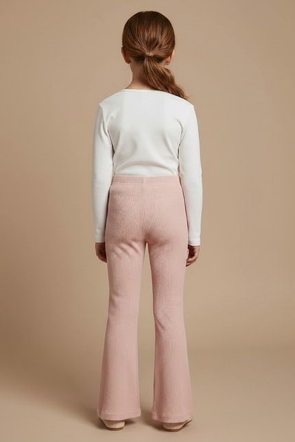 Pantalon Patte D'Éléphant Rose Côtelé Évasé Confortable Doux - Maille - vue 2