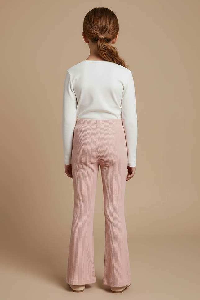 Pantalon Patte D'Éléphant Rose Côtelé Évasé Confortable Doux - Maille - vue 2