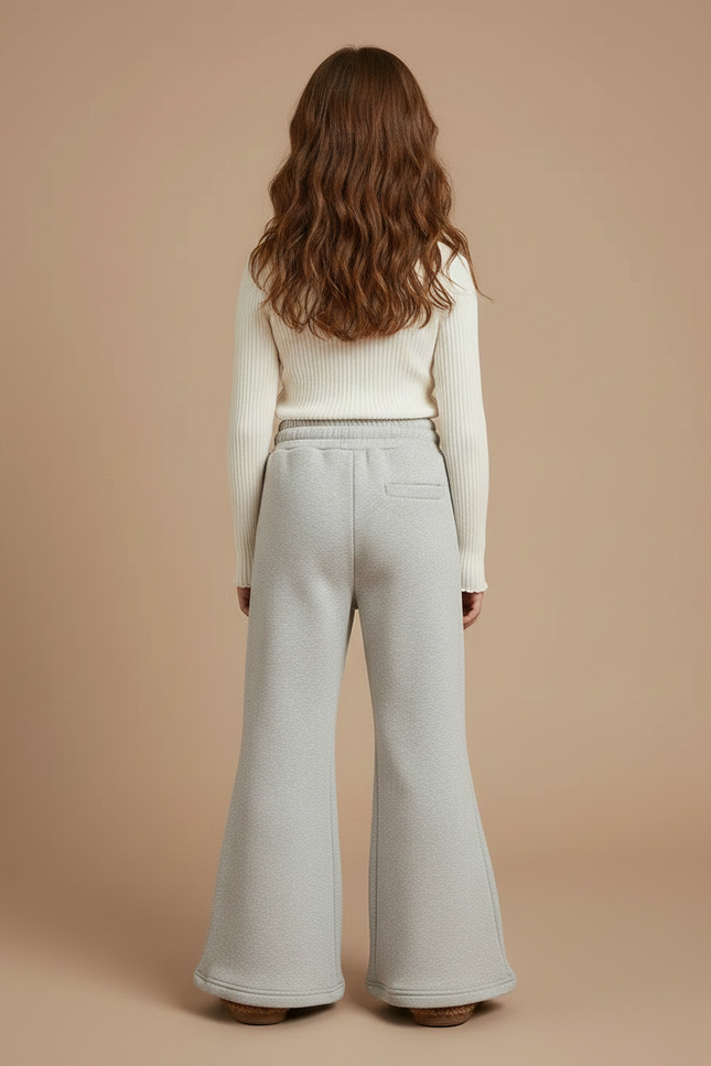 Pantalon Patte D'Éléphant Gris Molletonné Ample Confortable Enfant - vue 2