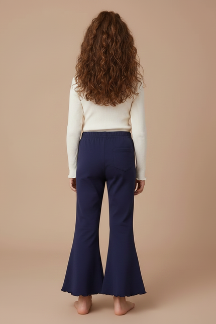 Pantalon Patte D'Éléphant Bleu Marine Évasé Imprimé Cinnamoroll Tulle - Molleton - vue 2