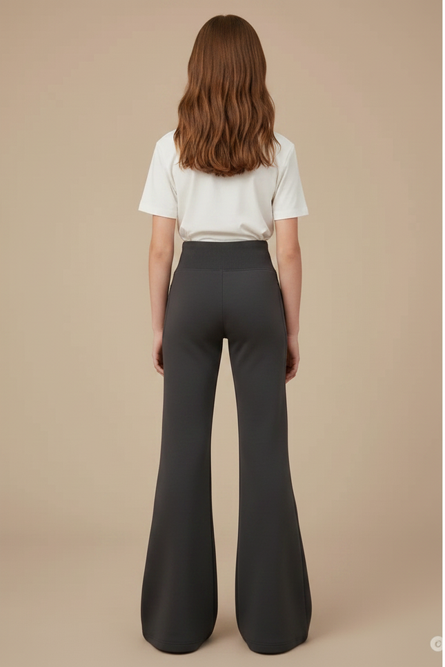 Pantalon Patte D'Éléphant Gris Taille Haute Ample Confortable - Molleton - vue 2