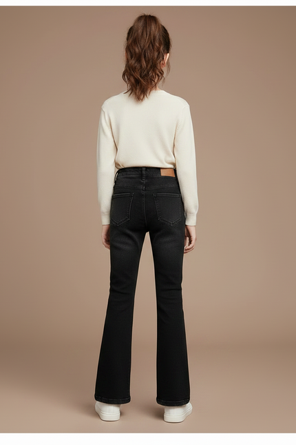 Pantalon Patte D'Éléphant Noir Jean Évasé Fille - vue 2