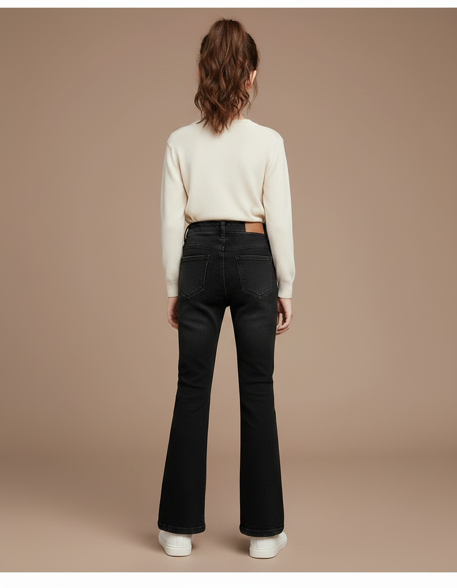 Pantalon Patte D'Éléphant Noir Jean Évasé Fille - vue 2