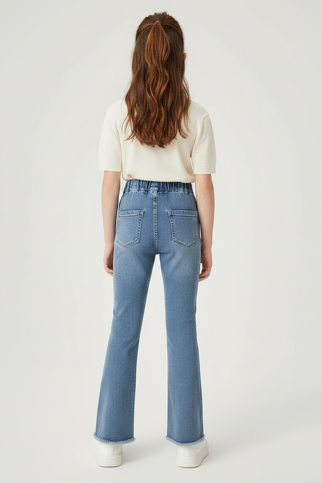 Pantalon Patte D'Éléphant Denim Cœurs Évasé Confortable Fille - Bleu Jean - vue 2