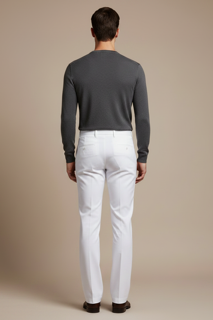 Pantalon Patte D'Éléphant Blanc Homme Élégant Ajusté Classique - Gabardine - vue 2