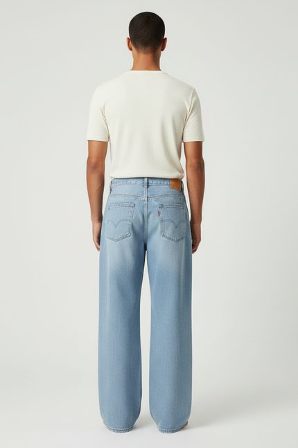 Pantalon Patte D'Éléphant Jean Ample Décontracté Bleu Clair Homme - vue 2