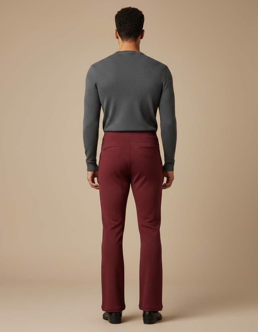 Pantalon Patte D'Éléphant Bordeaux Texturé Ajusté Décontracté - Maille - vue 2