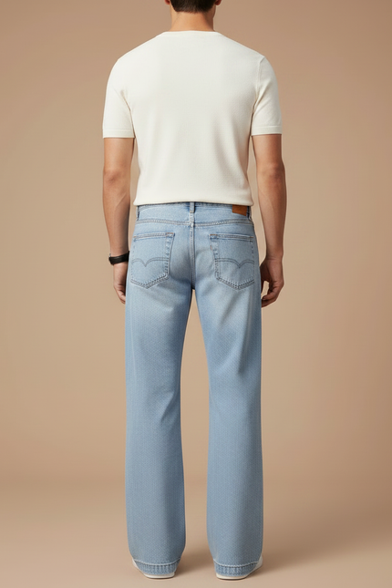Pantalon Patte D'Éléphant Bleu Clair Droit Décontracté Denim - Jean - vue 2