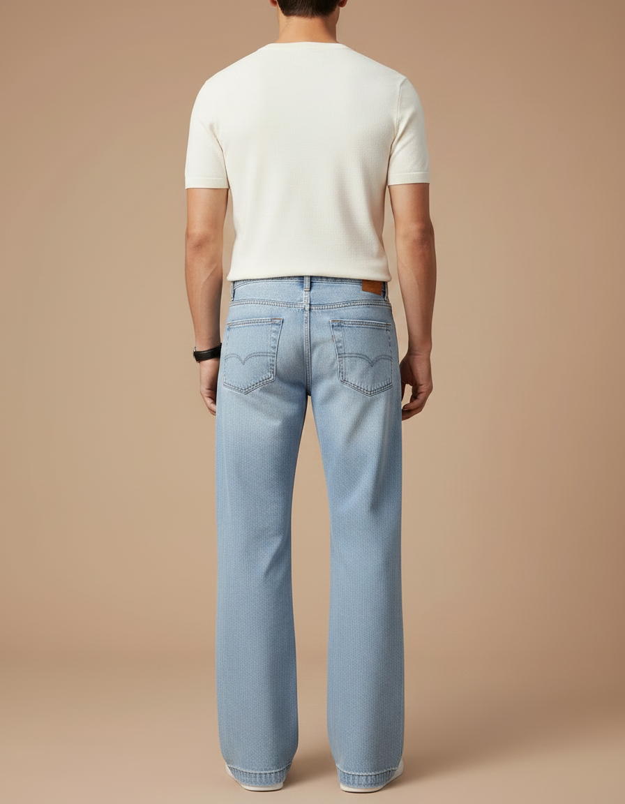 Pantalon Patte D'Éléphant Bleu Clair Droit Décontracté Denim - Jean - vue 2