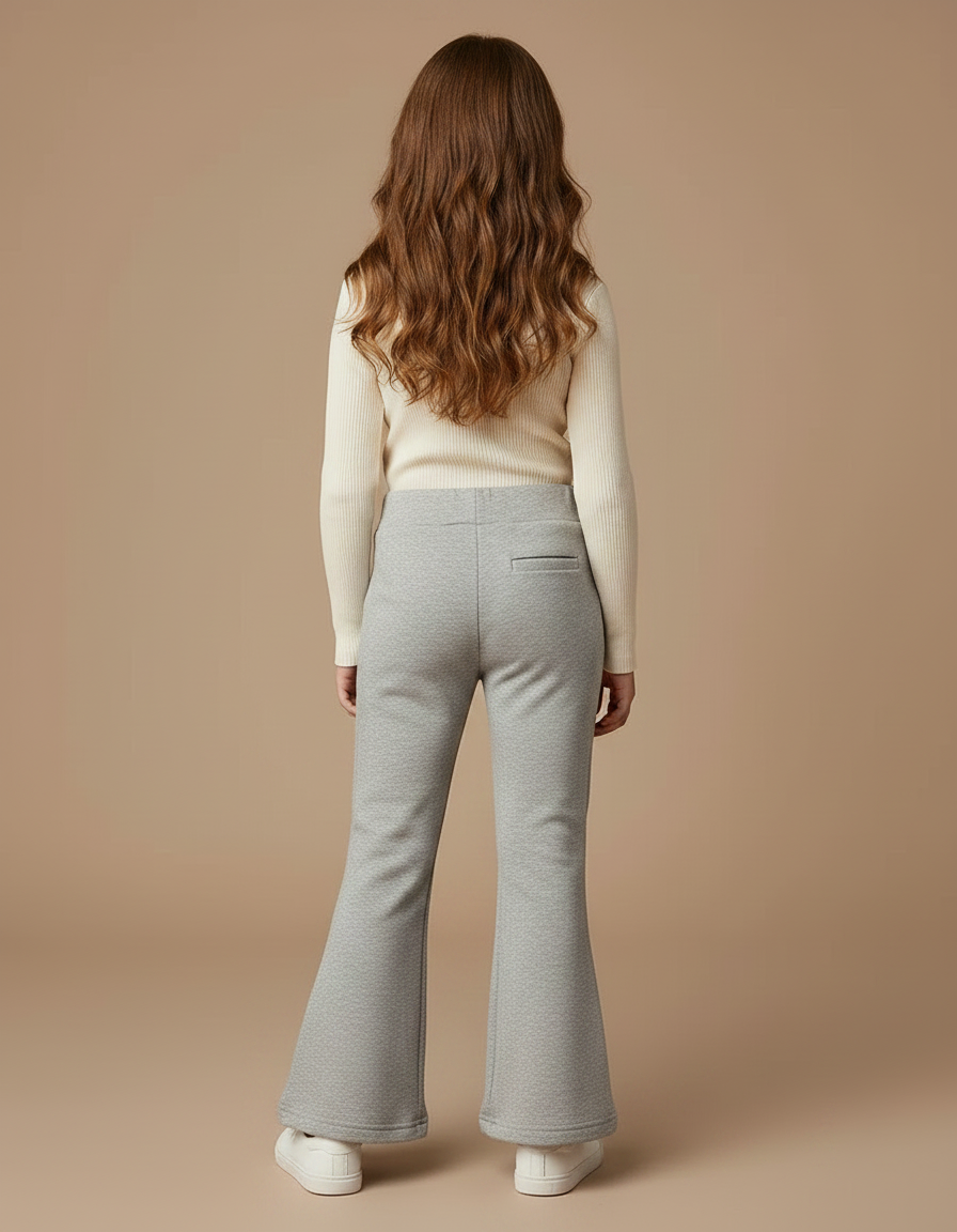 Pantalon Patte D'Éléphant Fille Gris Confortable Évasé - Molleton - vue 2