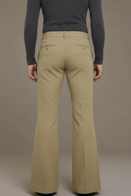 Pantalon Patte D'Éléphant Beige Homme Évasé Classique Décontracté - Polyester - vue 2