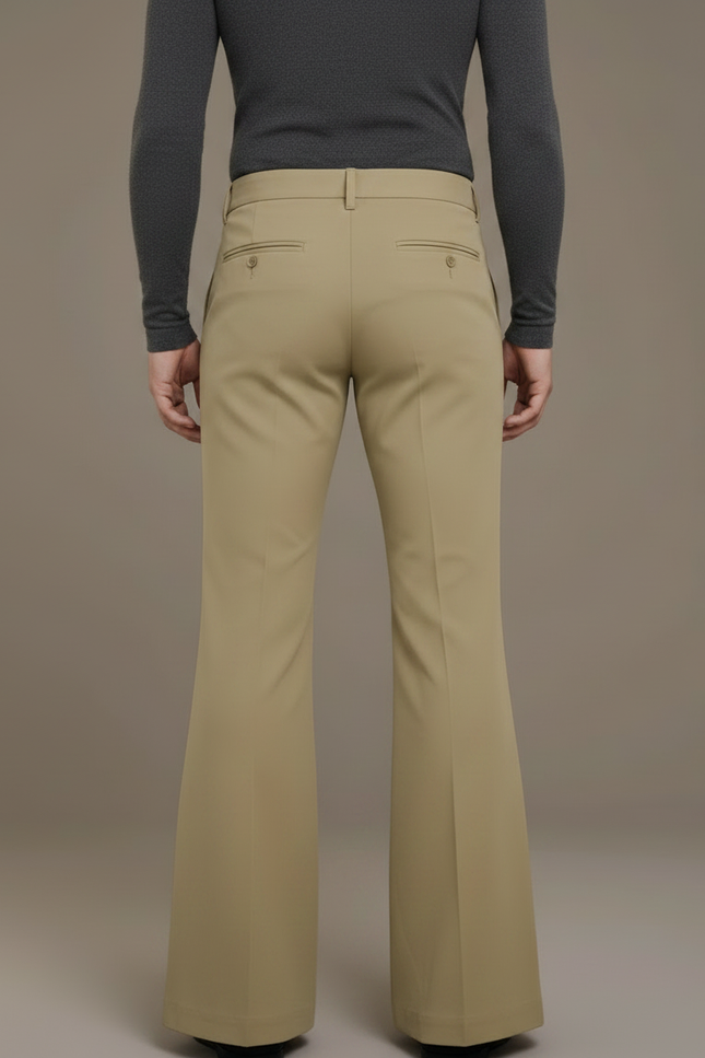 Pantalon Patte D'Éléphant Beige Homme Évasé Classique Décontracté - Polyester - vue 2