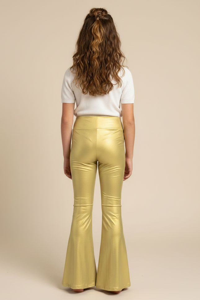 Pantalon Patte D'Éléphant Doré Brillant Évasé Fille - Polyester - vue 2