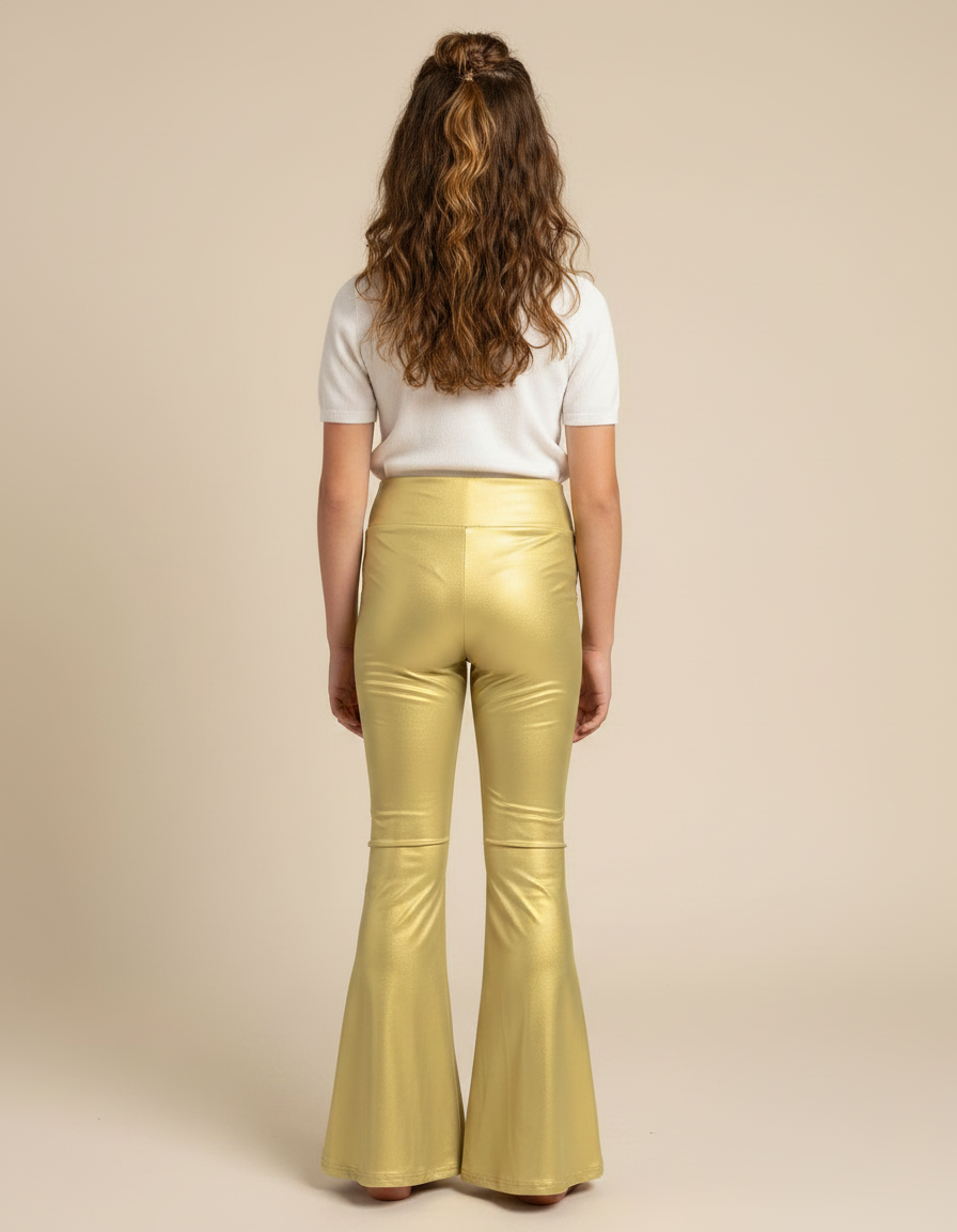 Pantalon Patte D'Éléphant Doré Brillant Évasé Fille - Polyester - vue 2