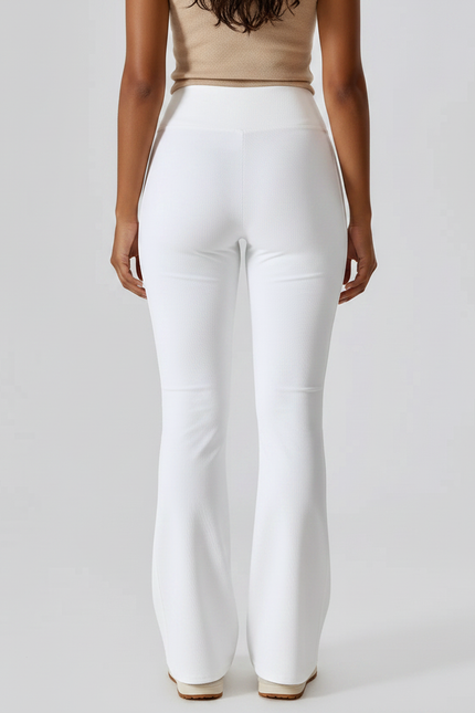 Pantalon Patte D'Éléphant Blanc Taille Haute Évasé Confortable - Maille - vue 2