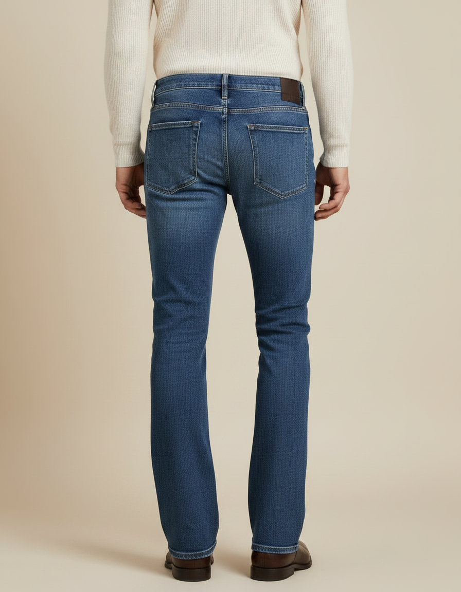 Pantalon Patte D'Éléphant Jean Bleu Évasé Confortable Homme - vue 2