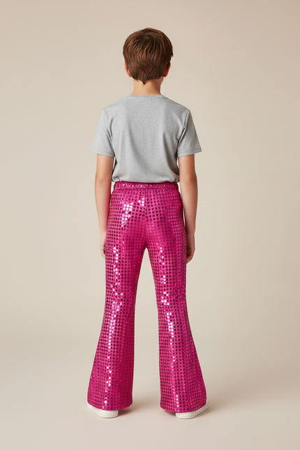 Pantalon Patte D'Éléphant Rose Pailleté Évasé Enfant - Polyester - vue 2