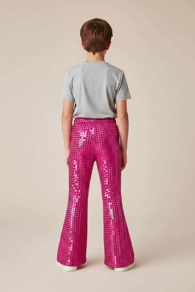 Pantalon Patte D'Éléphant Rose Pailleté Évasé Enfant - Polyester - vue 2
