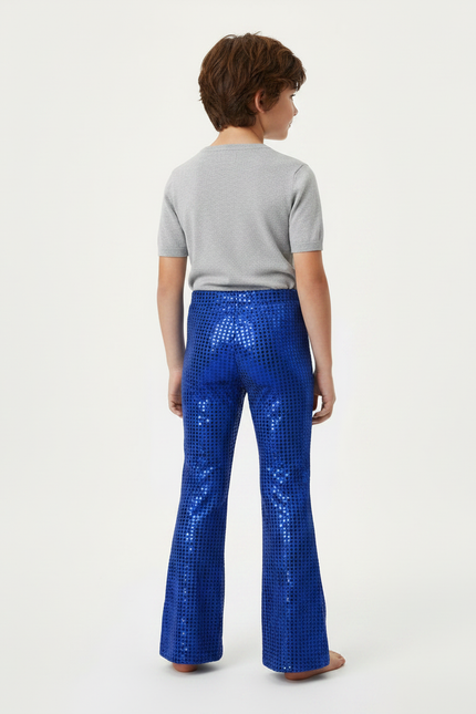 Pantalon Patte D'Éléphant Bleu Pailleté Évasé Enfant - Polyester - vue 2