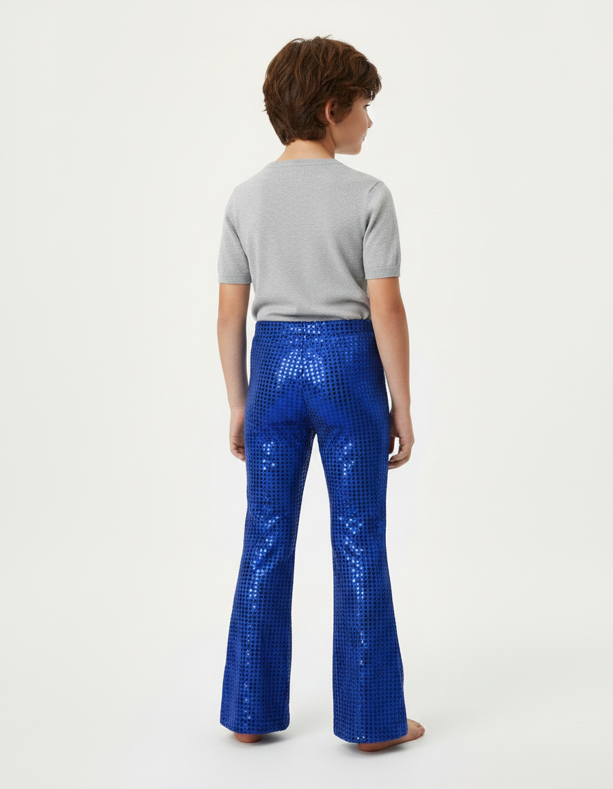 Pantalon Patte D'Éléphant Bleu Pailleté Évasé Enfant - Polyester - vue 2