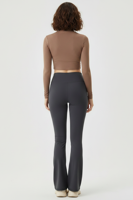 Pantalon Patte D'Éléphant Gris Taille Haute Évasé Confortable Femme - Polyester - vue 2
