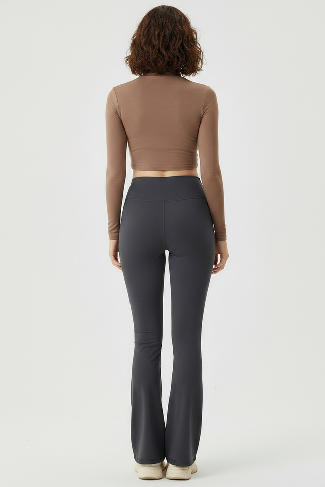 Pantalon Patte D'Éléphant Gris Taille Haute Évasé Confortable Femme - Polyester - vue 2