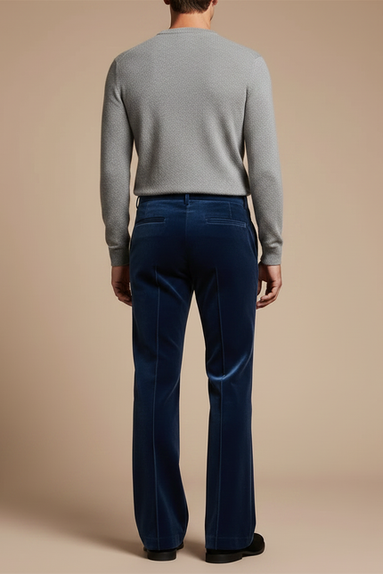Pantalon Patte D'Éléphant Velours Bleu Évasé Homme Élégant - vue 2