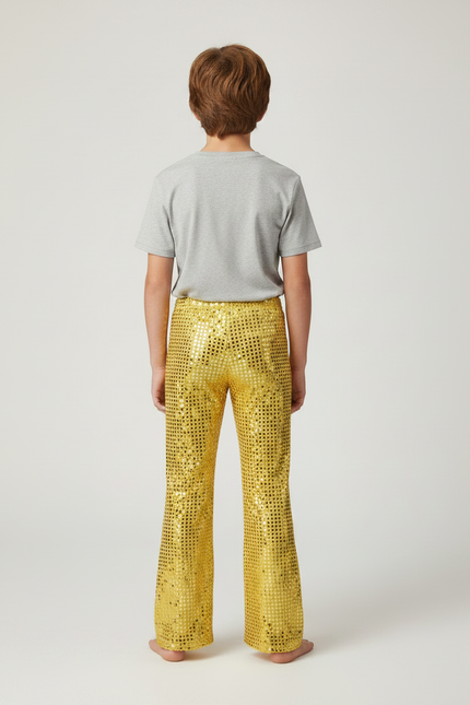 Pantalon Patte D'Éléphant Doré Paillettes Brillantes Évasé Enfant - Polyester - vue 2
