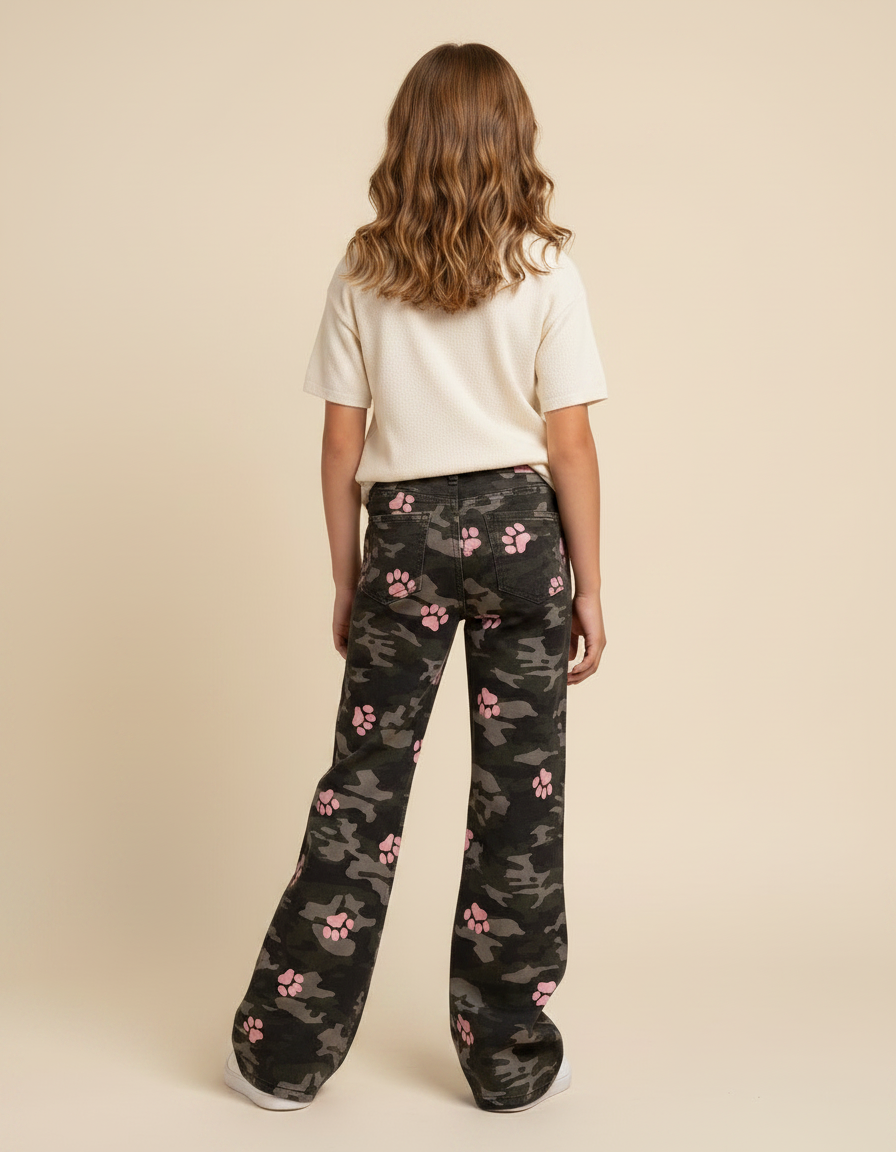 Pantalon Patte D'Éléphant Camouflage Rose Évasé Imprimé Pattes - Toile - vue 2