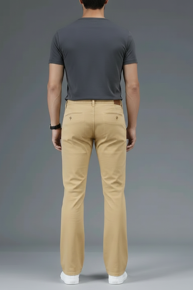 Pantalon Patte D'Éléphant Beige Clair Coupe Bootcut Homme - Gabardine - vue 2