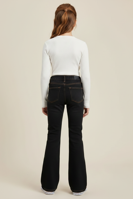 Pantalon Patte D'Éléphant Noir Taille Haute Denim Évasé - Jean - vue 2