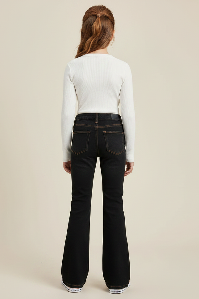 Pantalon Patte D'Éléphant Noir Taille Haute Denim Évasé - Jean - vue 2