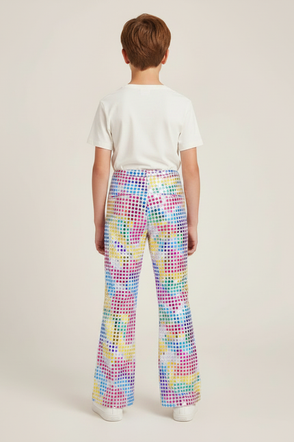 Pantalon Patte D'Éléphant Paillettes Multicolores Évasé Enfant Brillant - Polyester - vue 2