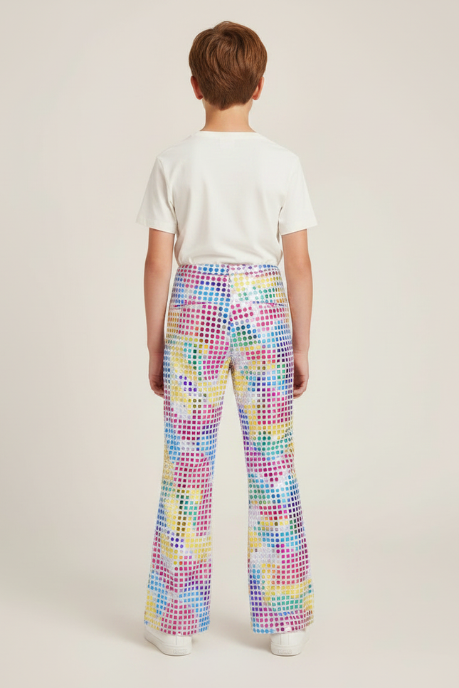 Pantalon Patte D'Éléphant Paillettes Multicolores Évasé Enfant Brillant - Polyester - vue 2